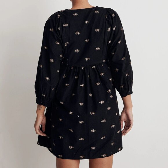 Corduroy Quilted-Bib Mini Dress in Blurred Ikat - Picture 4 of 16